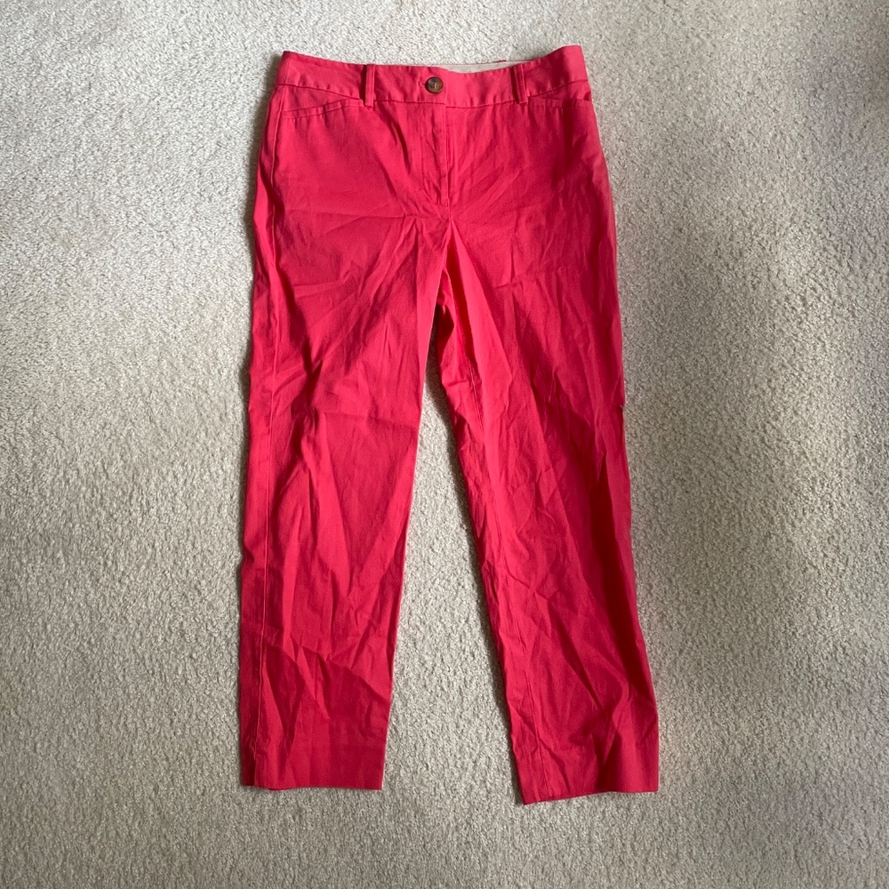 💕2 for $15💕 Talbots Red Pink Coral The Perfect Crop Pant size 2 - Picture 2 of 4